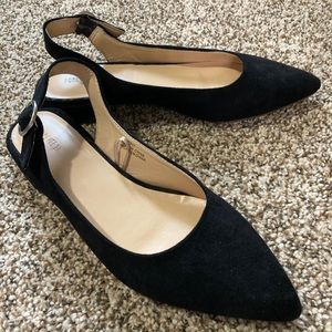 Black kitten heel flats